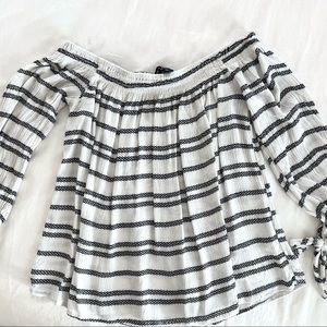 One Clothing | Blue & White Off The Shoulder Top